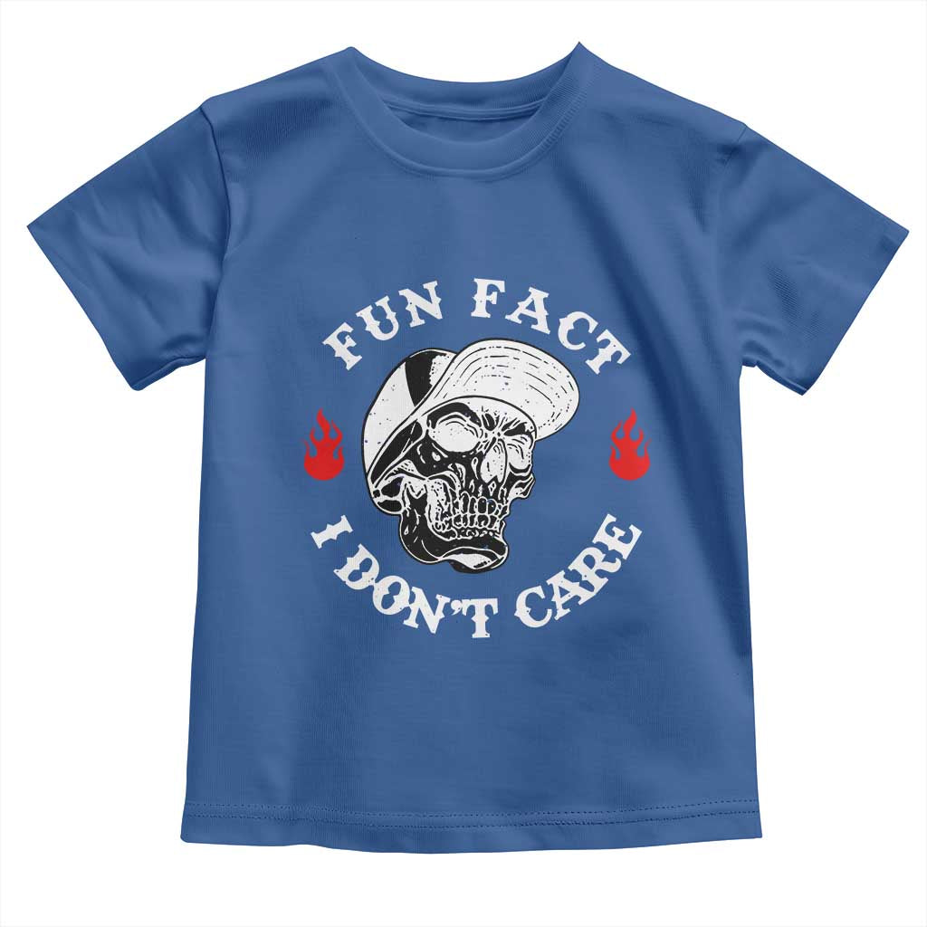Fun Fact I Dont Care Skull Toddler T Shirt Edgy Sarcastic Attitude TS02 Royal Blue Print Your Wear