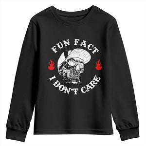 Fun Fact I Dont Care Skull Youth Sweatshirt Edgy Sarcastic Attitude TS02 Black Print Your Wear
