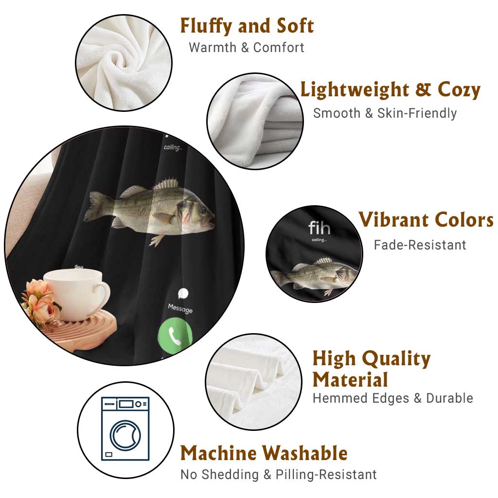 Fih Calling Funny Fish Throw Blanket Fishing Lover Hilarious Phone Call Parody TS02 Print Your Wear