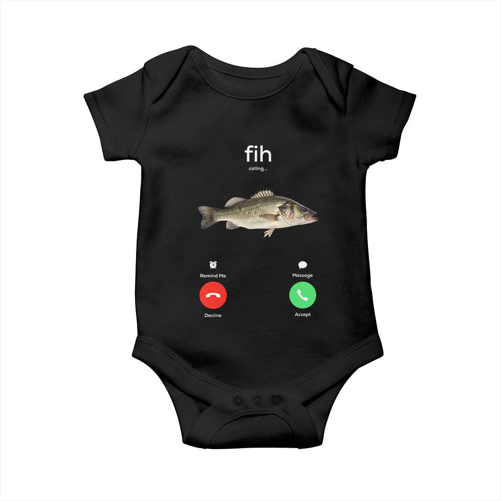 Fih Calling Funny Fish Baby Onesie Fishing Lover Hilarious Phone Call Parody TS02 Black Print Your Wear