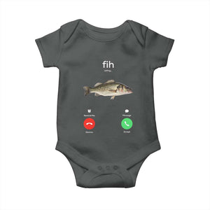 Fih Calling Funny Fish Baby Onesie Fishing Lover Hilarious Phone Call Parody TS02 Dark Heather Print Your Wear