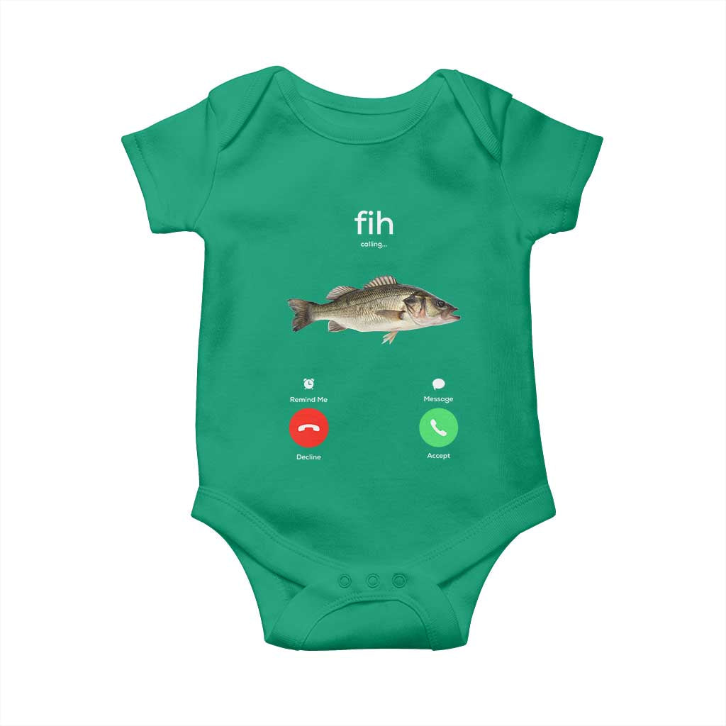 Fih Calling Funny Fish Baby Onesie Fishing Lover Hilarious Phone Call Parody TS02 Irish Green Print Your Wear