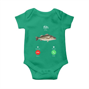 Fih Calling Funny Fish Baby Onesie Fishing Lover Hilarious Phone Call Parody TS02 Irish Green Print Your Wear