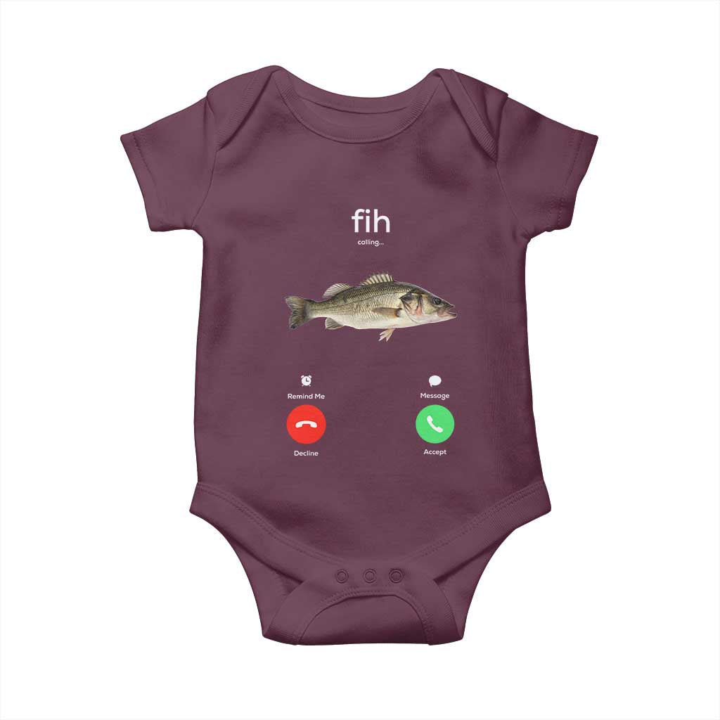 Fih Calling Funny Fish Baby Onesie Fishing Lover Hilarious Phone Call Parody TS02 Maroon Print Your Wear