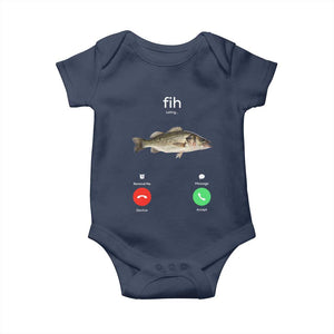 Fih Calling Funny Fish Baby Onesie Fishing Lover Hilarious Phone Call Parody TS02 Navy Print Your Wear