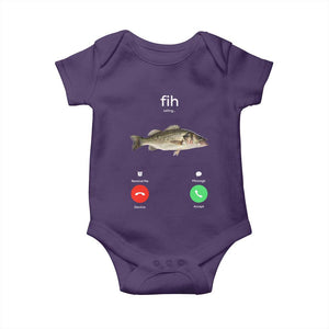 Fih Calling Funny Fish Baby Onesie Fishing Lover Hilarious Phone Call Parody TS02 Purple Print Your Wear