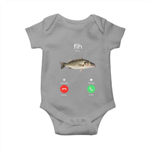 Fih Calling Funny Fish Baby Onesie Fishing Lover Hilarious Phone Call Parody TS02 Sport Gray Print Your Wear