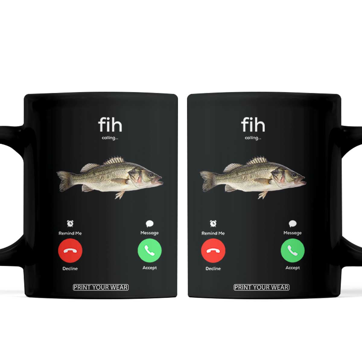 Fih Calling Funny Fish Coffee Mug Fishing Lover Hilarious Phone Call Parody TS02 Black Print Your Wear