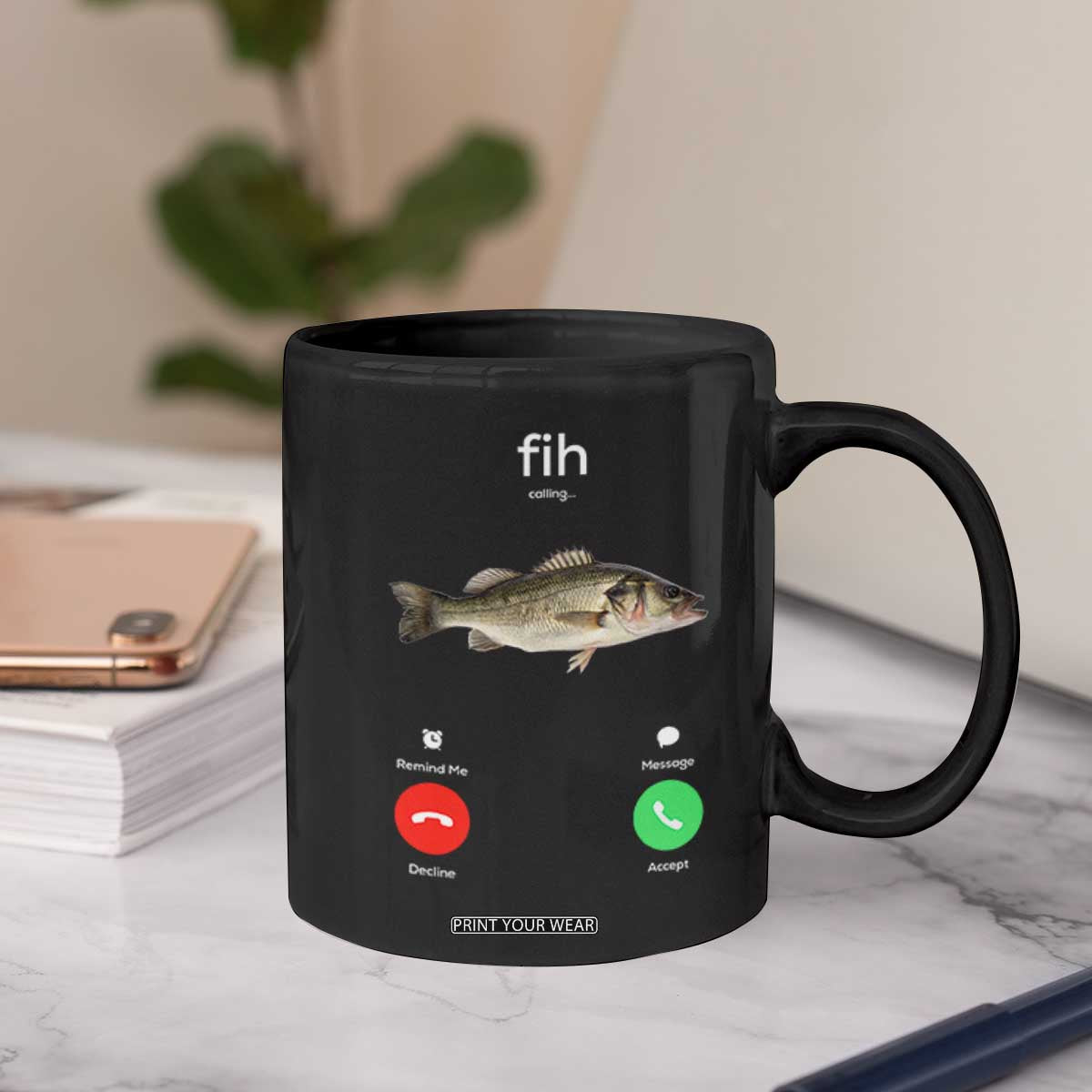 Fih Calling Funny Fish Coffee Mug Fishing Lover Hilarious Phone Call Parody TS02 Print Your Wear