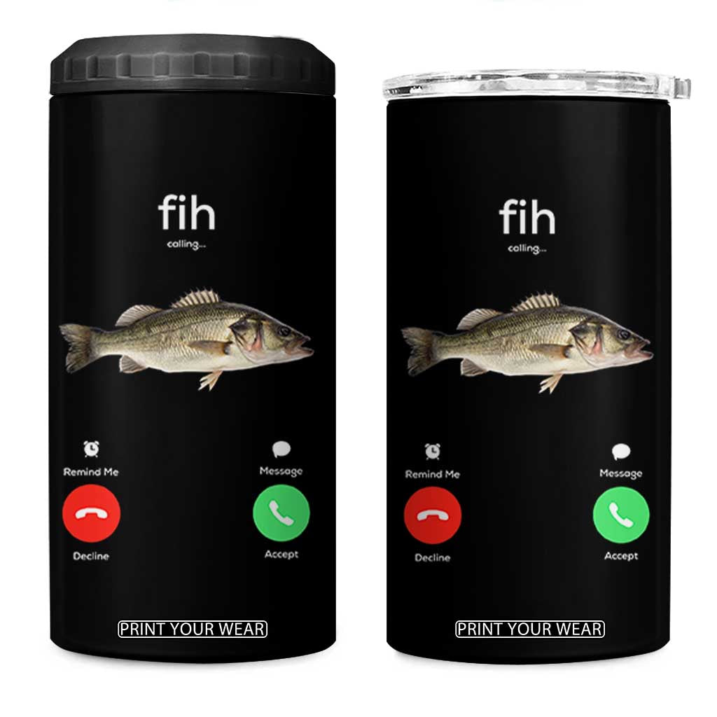 Fih Calling Funny Fish 4 in 1 Can Cooler Tumbler Fishing Lover Hilarious Phone Call Parody TS02 One Size: 16 oz Black Print Your Wear