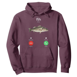 Fih Calling Funny Fish Hoodie Fishing Lover Hilarious Phone Call Parody TS02 Maroon Print Your Wear