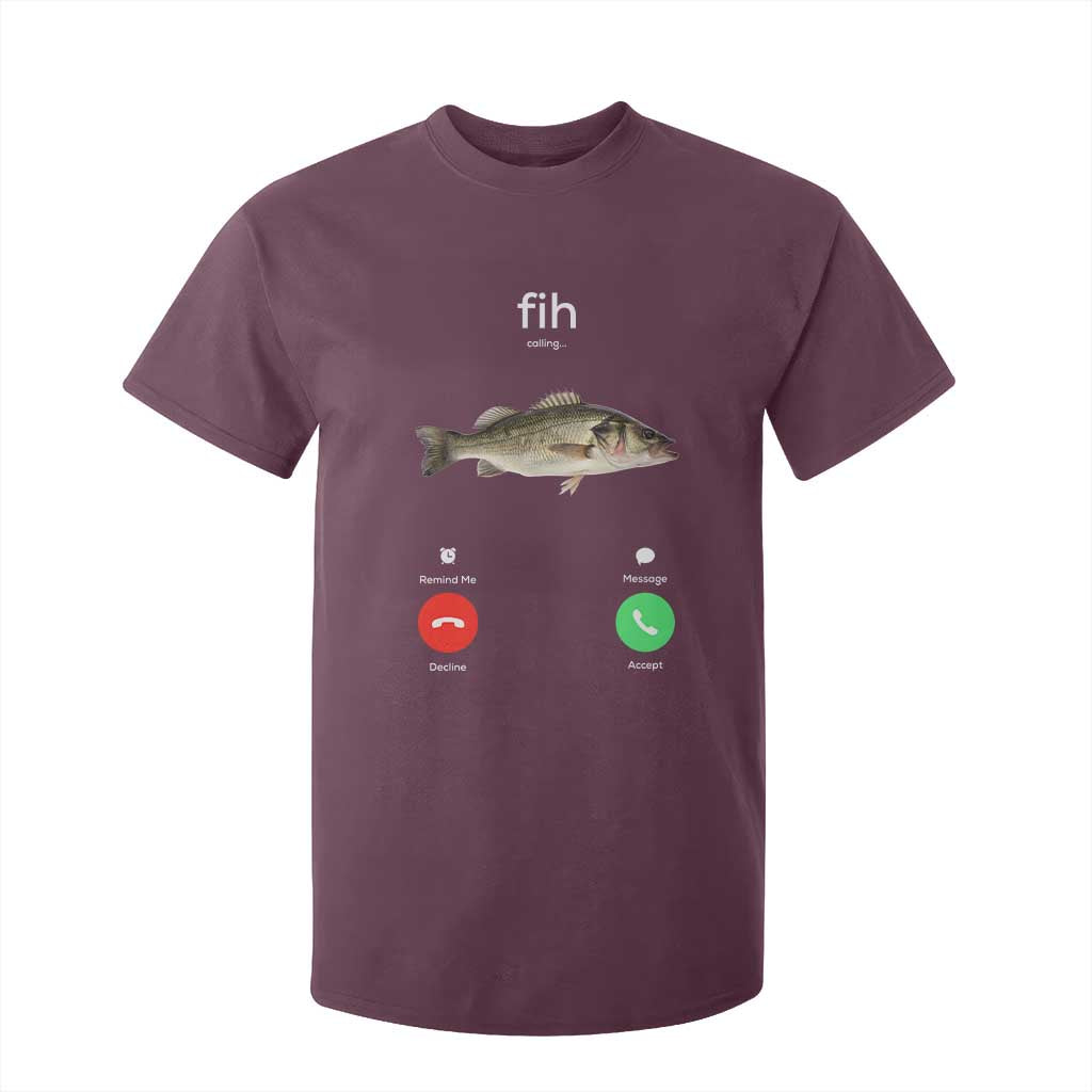 Fih Calling Funny Fish T Shirt For Kid Fishing Lover Hilarious Phone Call Parody TS02 Maroon Print Your Wear