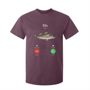 Fih Calling Funny Fish T Shirt For Kid Fishing Lover Hilarious Phone Call Parody TS02 Maroon Print Your Wear
