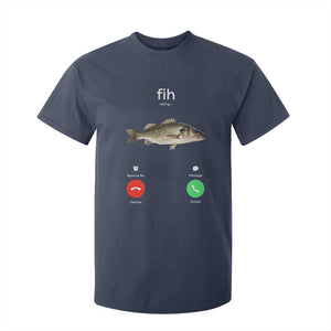 Fih Calling Funny Fish T Shirt For Kid Fishing Lover Hilarious Phone Call Parody TS02 Navy Print Your Wear
