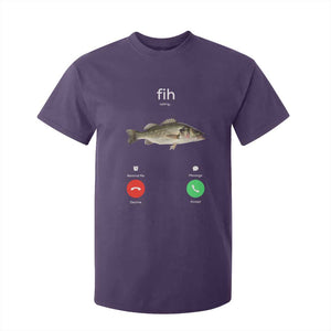 Fih Calling Funny Fish T Shirt For Kid Fishing Lover Hilarious Phone Call Parody TS02 Purple Print Your Wear