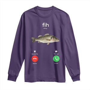 Fih Calling Funny Fish Long Sleeve Shirt Fishing Lover Hilarious Phone Call Parody TS02 Purple Print Your Wear