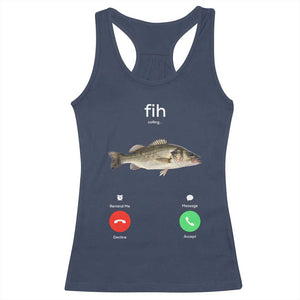 Fih Calling Funny Fish Racerback Tank Top Fishing Lover Hilarious Phone Call Parody TS02 Navy Print Your Wear