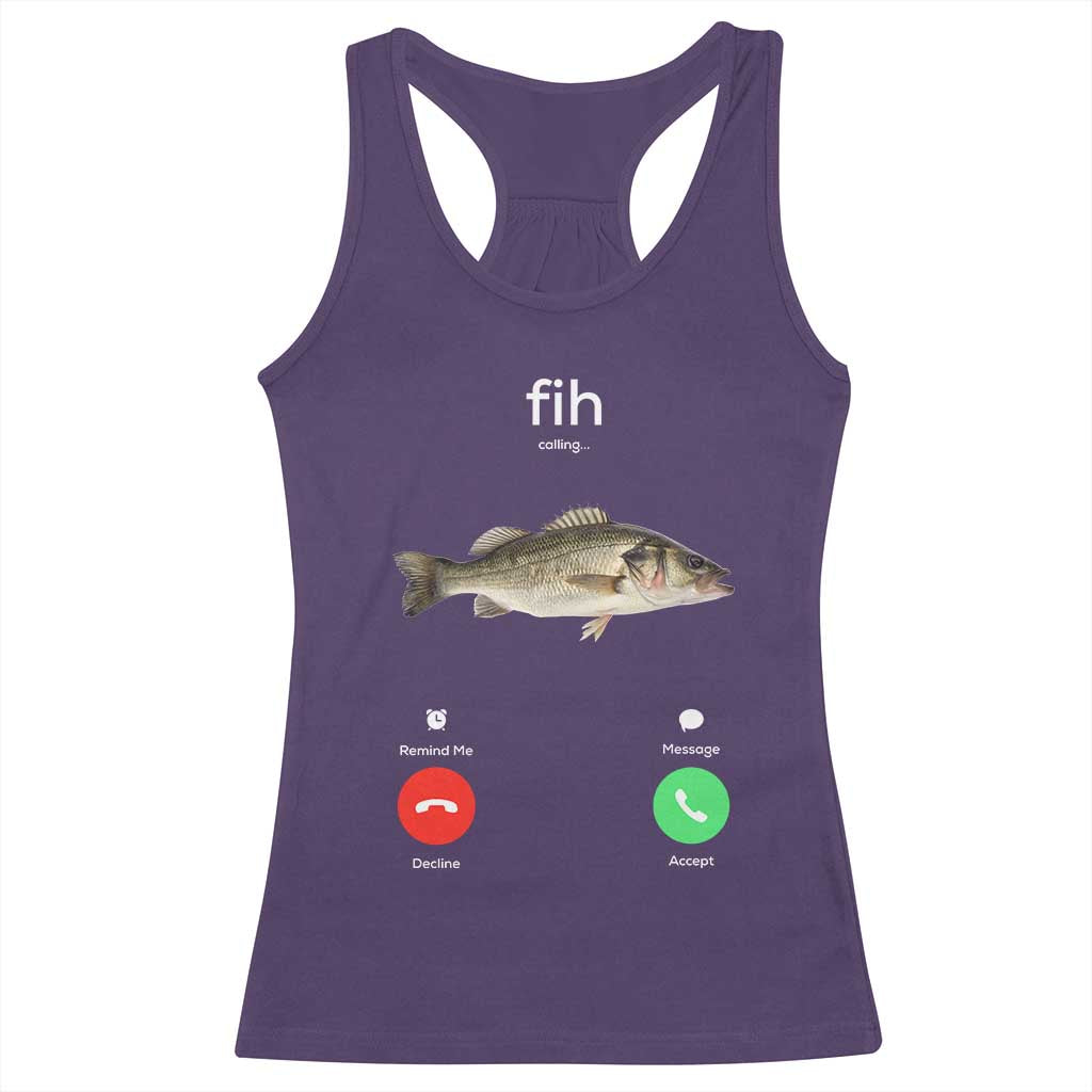 Fih Calling Funny Fish Racerback Tank Top Fishing Lover Hilarious Phone Call Parody TS02 Purple Print Your Wear