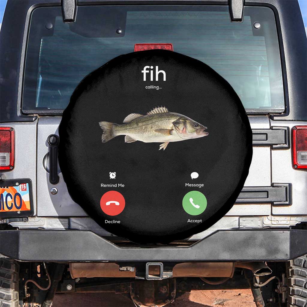 Fih Calling Funny Fish Spare Tire Cover Fishing Lover Hilarious Phone Call Parody TS02 No hole Black Print Your Wear