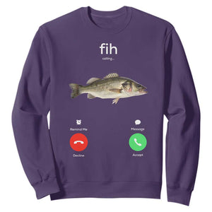 Fih Calling Funny Fish Sweatshirt Fishing Lover Hilarious Phone Call Parody TS02 Purple Print Your Wear