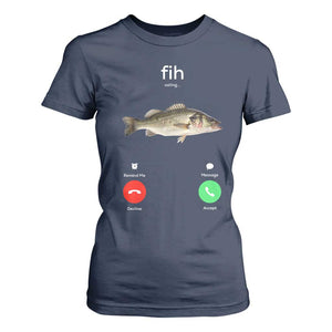 Fih Calling Funny Fish T Shirt For Women Fishing Lover Hilarious Phone Call Parody TS02 Navy Print Your Wear