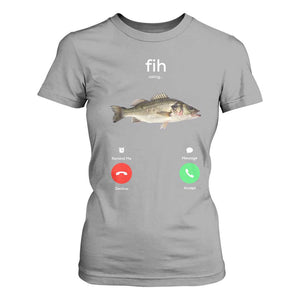 Fih Calling Funny Fish T Shirt For Women Fishing Lover Hilarious Phone Call Parody TS02 Sport Gray Print Your Wear