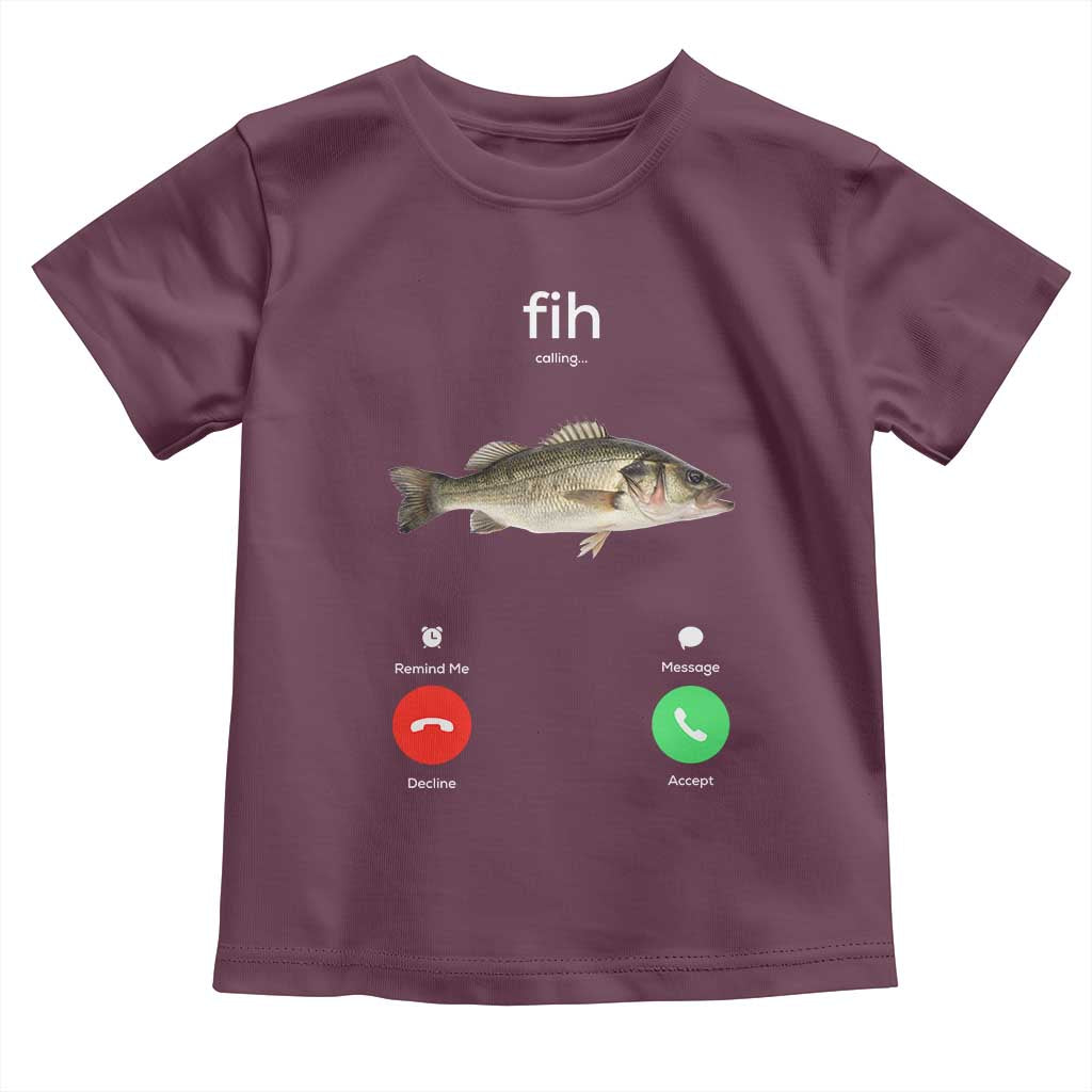 Fih Calling Funny Fish Toddler T Shirt Fishing Lover Hilarious Phone Call Parody TS02 Maroon Print Your Wear