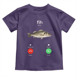 Fih Calling Funny Fish Toddler T Shirt Fishing Lover Hilarious Phone Call Parody TS02 Purple Print Your Wear