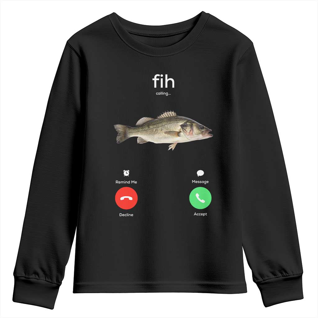 Fih Calling Funny Fish Youth Sweatshirt Fishing Lover Hilarious Phone Call Parody TS02 Black Print Your Wear