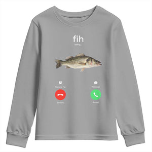 Fih Calling Funny Fish Youth Sweatshirt Fishing Lover Hilarious Phone Call Parody TS02 Sport Gray Print Your Wear