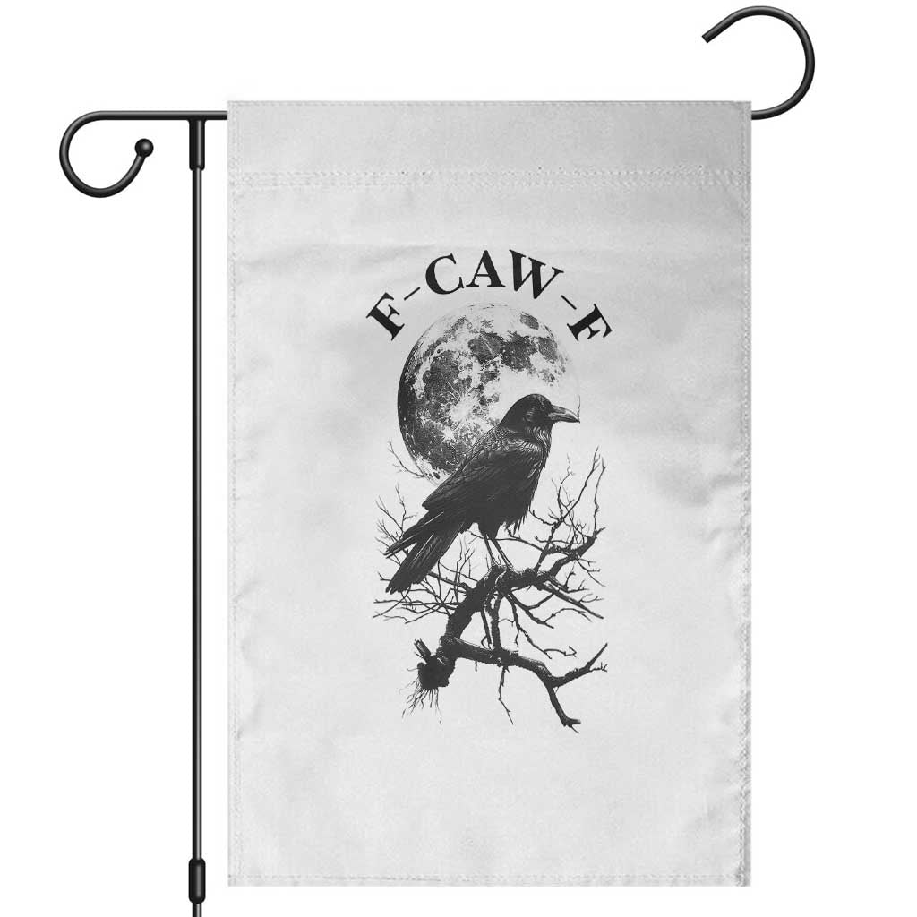 Funny Crow F Caw F Garden Flag Gothic Raven and Moon TS02 White Print Your Wear