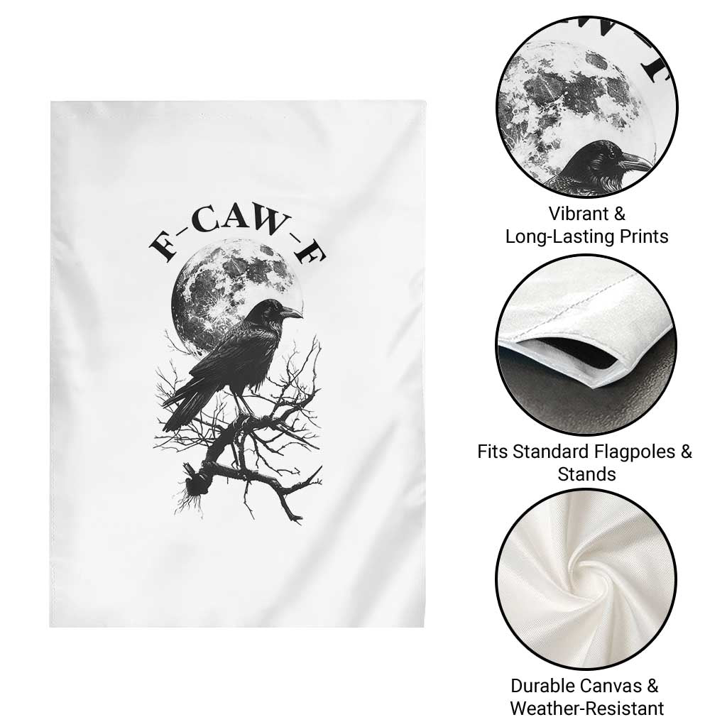 Funny Crow F Caw F Garden Flag Gothic Raven and Moon TS02 Print Your Wear