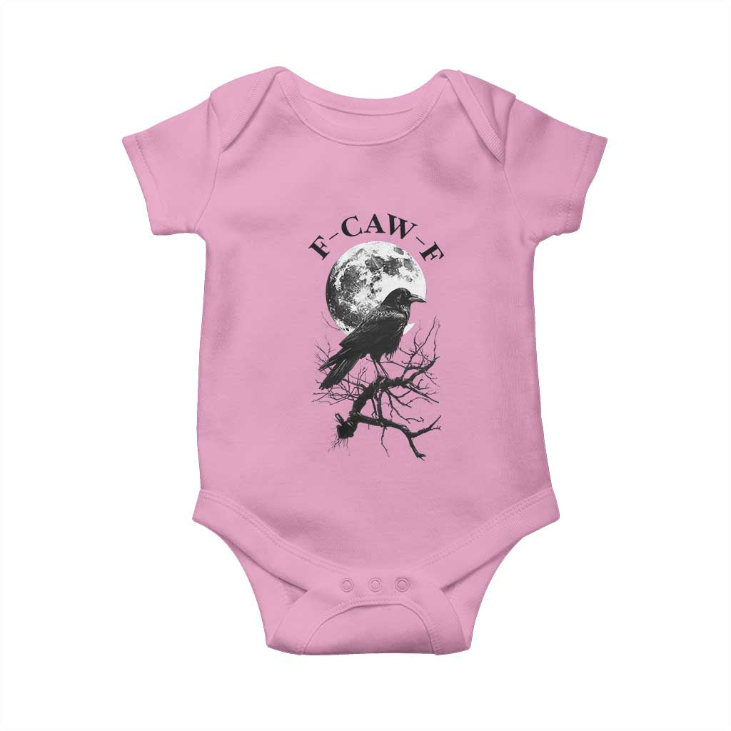 Funny Crow F Caw F Baby Onesie Gothic Raven and Moon TS02 Light Pink Print Your Wear