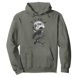 Funny Crow F Caw F Hoodie Gothic Raven and Moon TS02 Military Green Print Your Wear