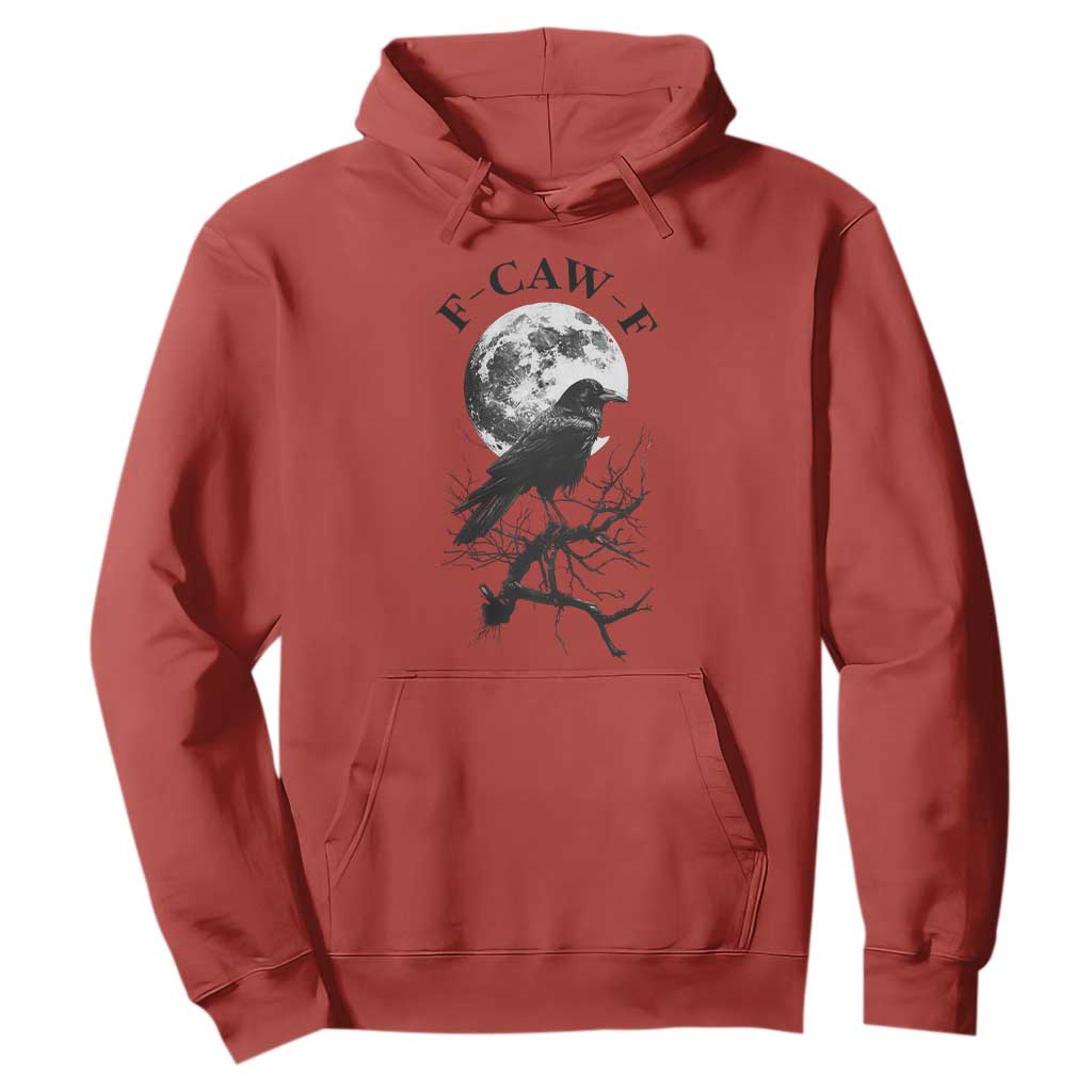 Funny Crow F Caw F Hoodie Gothic Raven and Moon TS02 Red Print Your Wear