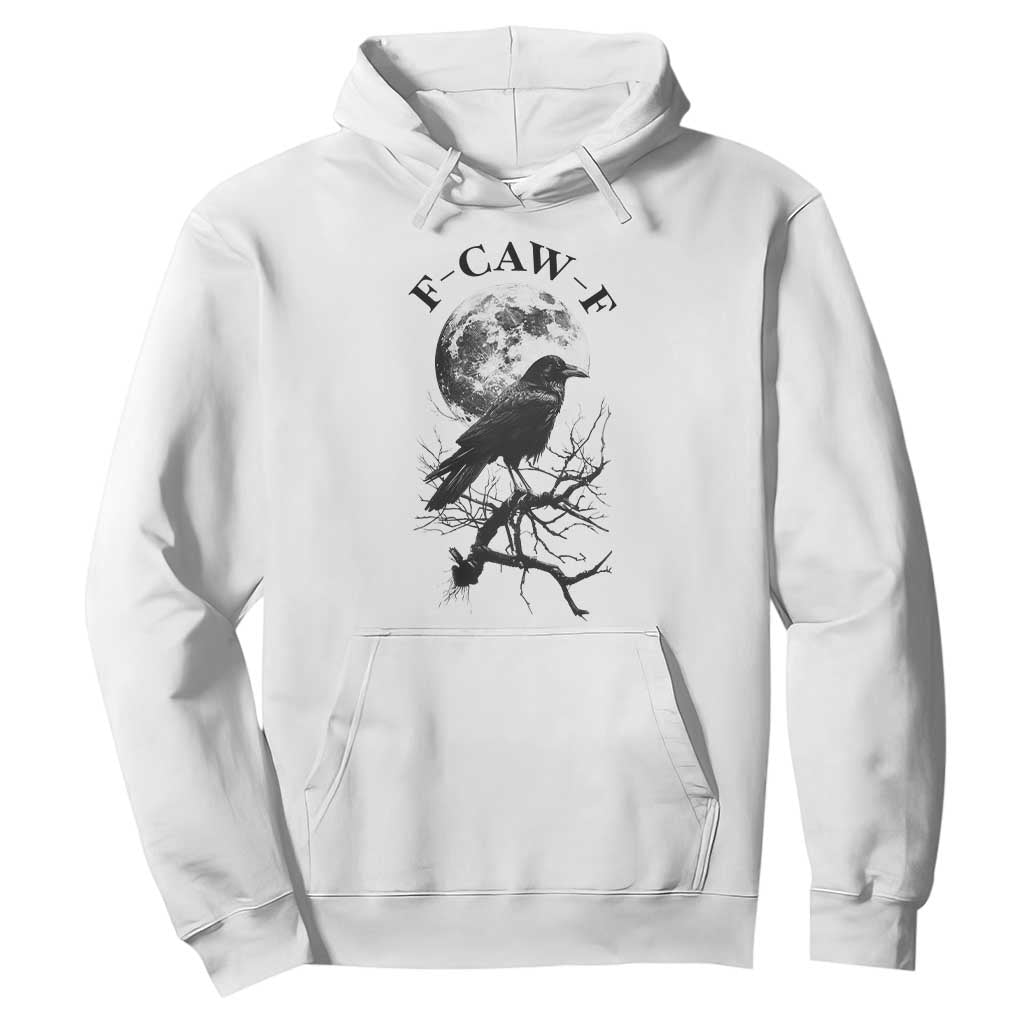 Funny Crow F Caw F Hoodie Gothic Raven and Moon TS02 White Print Your Wear