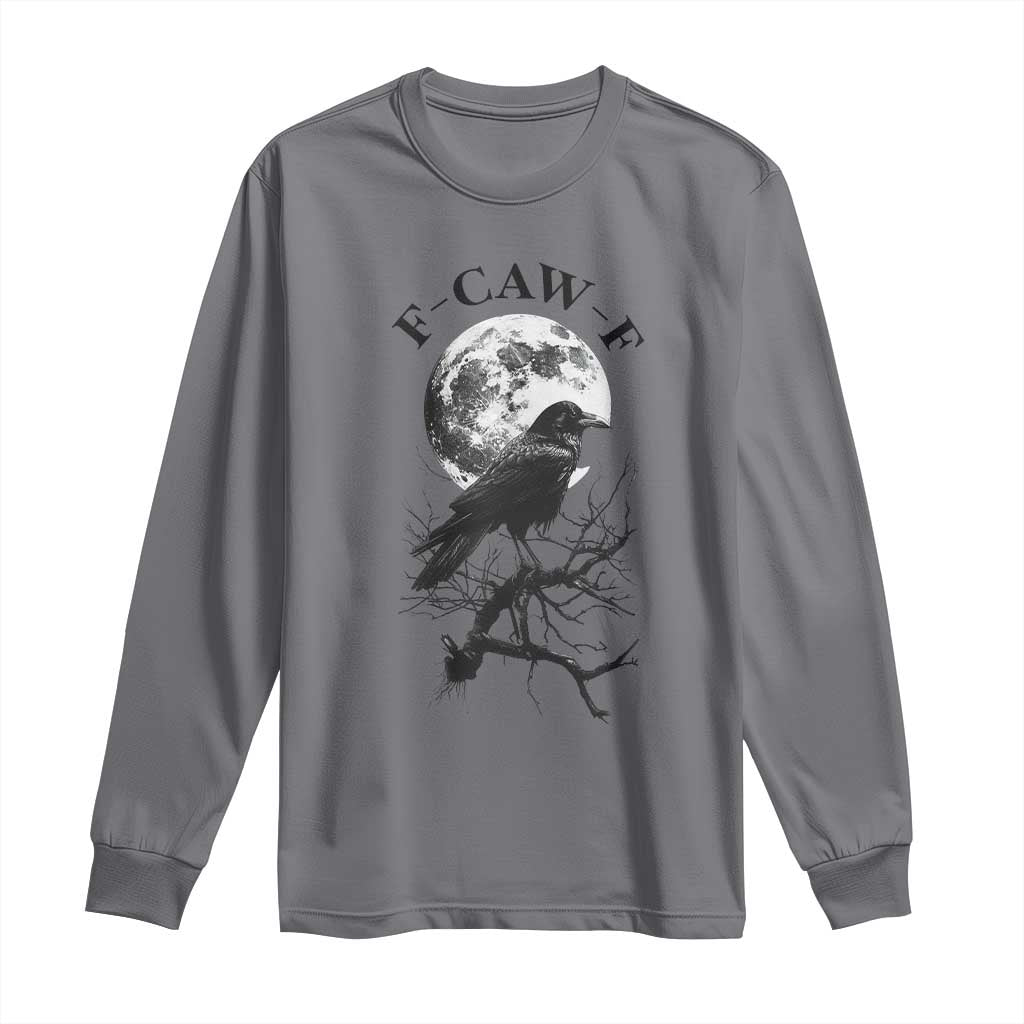 Funny Crow F Caw F Long Sleeve Shirt Gothic Raven and Moon TS02 Charcoal Print Your Wear