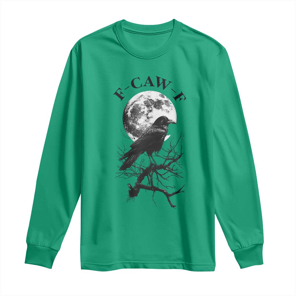 Funny Crow F Caw F Long Sleeve Shirt Gothic Raven and Moon TS02 Irish Green Print Your Wear