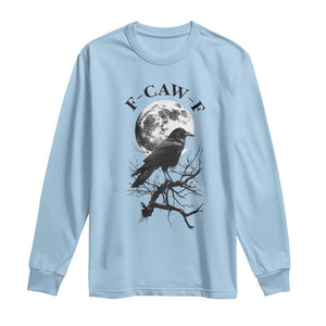 Funny Crow F Caw F Long Sleeve Shirt Gothic Raven and Moon TS02 Light Blue Print Your Wear