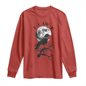 Funny Crow F Caw F Long Sleeve Shirt Gothic Raven and Moon TS02 Red Print Your Wear