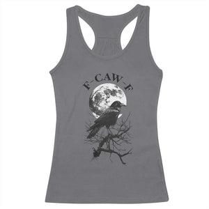 Funny Crow F Caw F Racerback Tank Top Gothic Raven and Moon TS02 Charcoal Print Your Wear