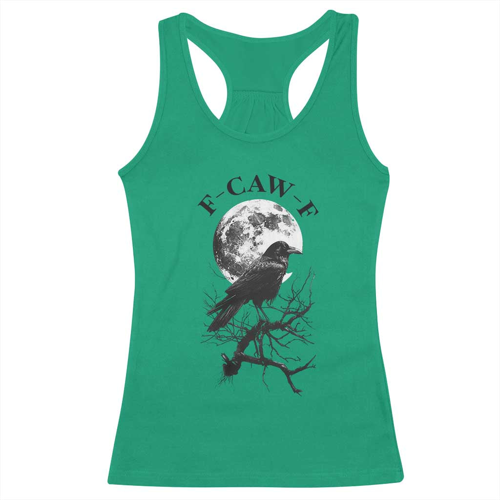 Funny Crow F Caw F Racerback Tank Top Gothic Raven and Moon TS02 Irish Green Print Your Wear