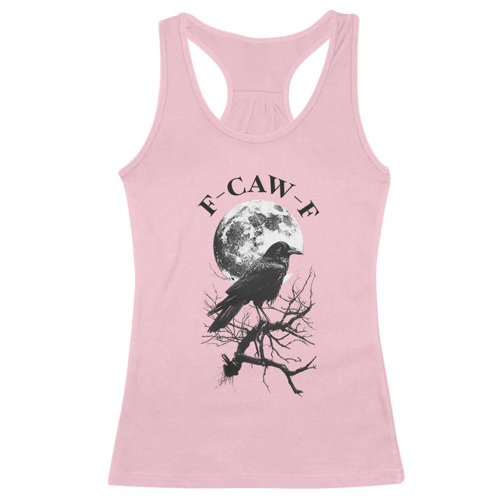 Funny Crow F Caw F Racerback Tank Top Gothic Raven and Moon TS02 Light Pink Print Your Wear
