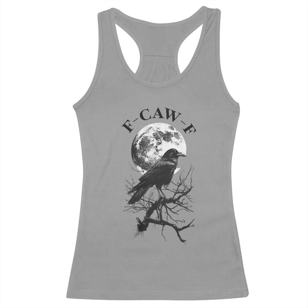 Funny Crow F Caw F Racerback Tank Top Gothic Raven and Moon TS02 Sport Gray Print Your Wear