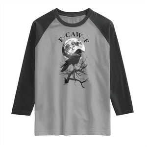 Funny Crow F Caw F Raglan Shirt Gothic Raven and Moon TS02 Sport Gray Black Print Your Wear