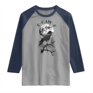 Funny Crow F Caw F Raglan Shirt Gothic Raven and Moon TS02 Sport Gray Navy Print Your Wear
