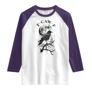 Funny Crow F Caw F Raglan Shirt Gothic Raven and Moon TS02 White Purple Print Your Wear