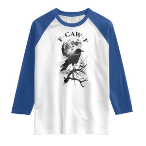 Funny Crow F Caw F Raglan Shirt Gothic Raven and Moon TS02 White Royal Print Your Wear