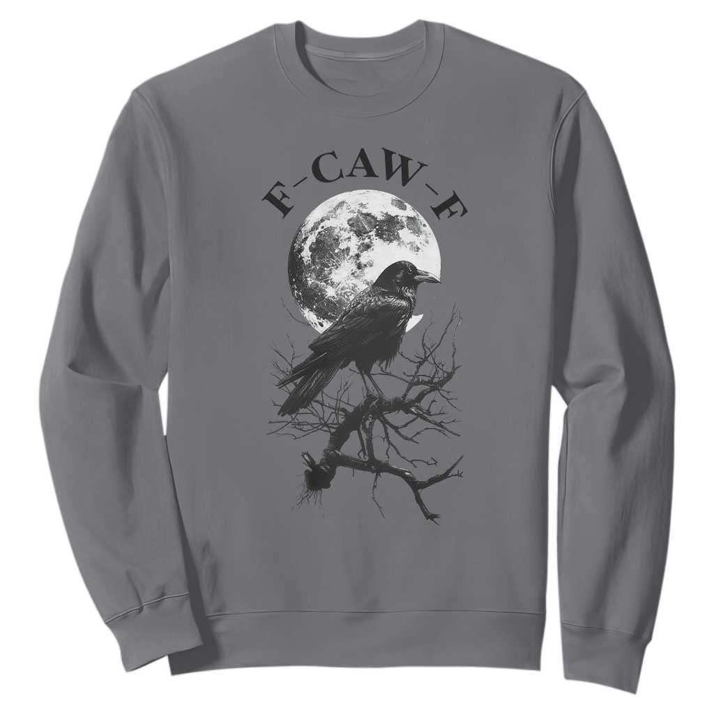 Funny Crow F Caw F Sweatshirt Gothic Raven and Moon TS02 Charcoal Print Your Wear