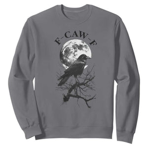 Funny Crow F Caw F Sweatshirt Gothic Raven and Moon TS02 Charcoal Print Your Wear